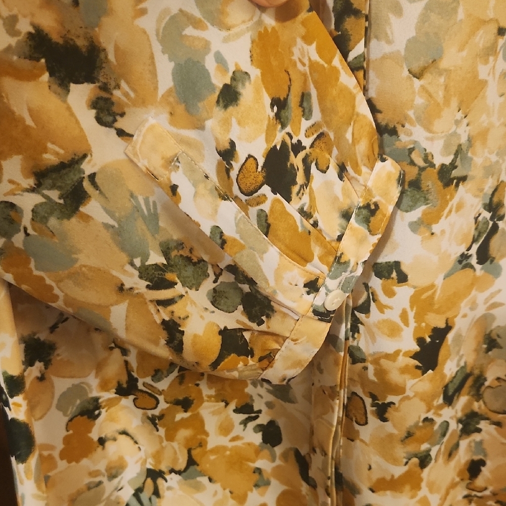 NYDJ Women's Abstract Floral Blouse - Mustard and Olive - Picture 5 of 6
